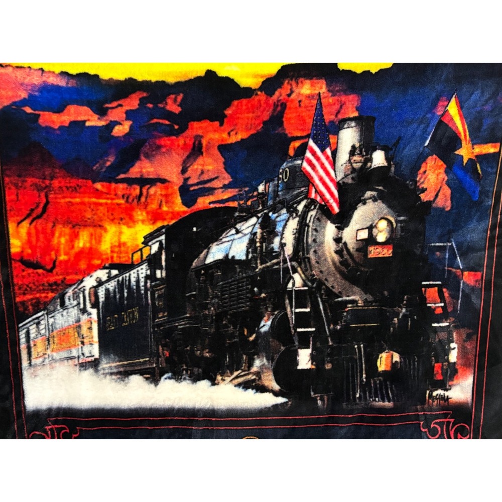 Grand Canyon Vintage Railway Fleece Blanket 5ft x 4ft Steam Engine Southwest - Picture 3 of 8